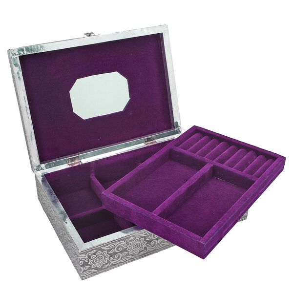 Schmuckk&auml;stchen aus Holz mit Aluminiumbeschlag, Hunde-Verzierung, Silber image number 7