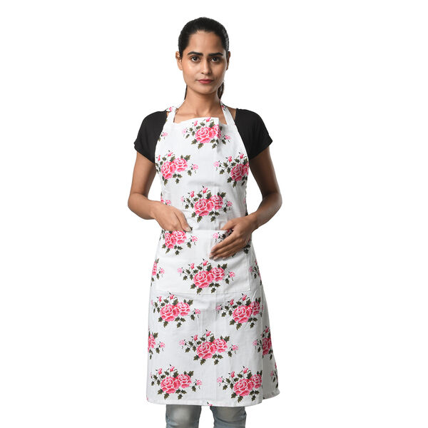 100% Baumwolle K&uuml;chen-Set, Sch&uuml;rze, Handschuh und Topflappen, Blumen, Rote Rosen, 3 teilig image number 3