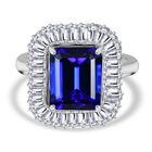 Rhapsody AAAA Tansanit, Weißer Diamant Ring (14-16 Tage Liefertag) 950 Platin (Größe 18.00) ca. 10,17 ct