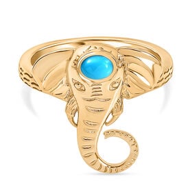 D joy AA Sleeping Beauty Türkis Ring 925 Silber 750 Gelb Vergoldet (Größe 19.00) ca. 0.17 ct
