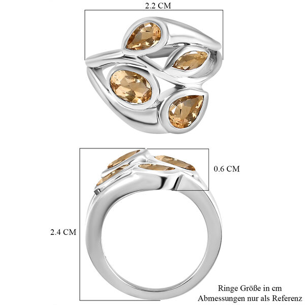 Citrin-Ring, reines Messing platiniert  ca. 1,85 ct image number 7