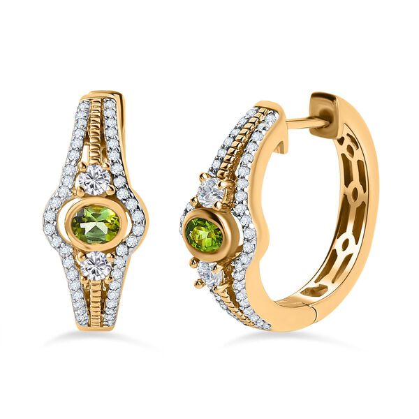 AA Calabar-Turmalin, Wei&szlig;er Zirkon Ohrringe 925 Silber Gelbgold Vermeil ca. 1.55 ct