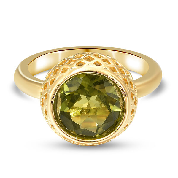 Peridot Solit&auml;r Ring 925 Silber Gelbgold Vergoldet