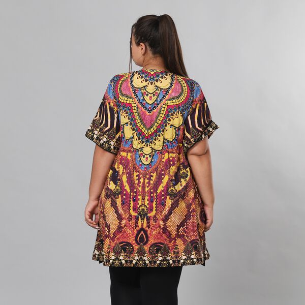 V-Ausschnitt bedruckter Kaftan image number 3