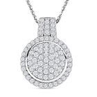 Wei&szlig;er Diamant Anh&auml;nger mit Kette, 925 Silber platiniert, ca. 0.75 ct