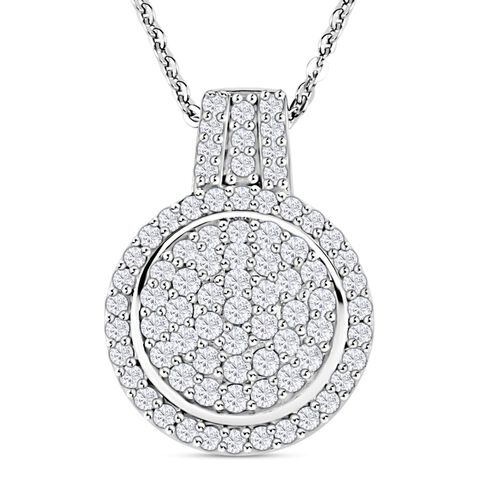 Weißer Diamant Anhänger mit Kette, 925 Silber platiniert, ca. 0.75 ct image number 0