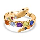 Mehrfarbiger Edelstein Ring, 925 Silber Gelbgold Vermeil (Größe 21.00) ca. 1.18 ct