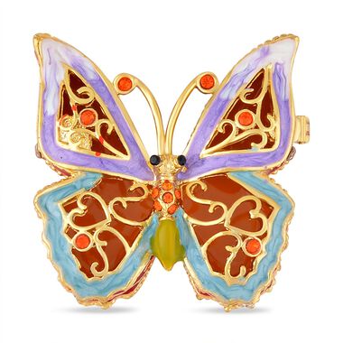 Emailliertes Tablettendöschen mit mehrfarbigen Kristallen, Schmetterling