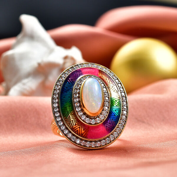 D'Joy AA nat&uuml;rlicher, &auml;thiopischer Welo Opal und Zirkon Ring - 2,35 ct. image number 1