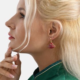 LA MAREY 2er-Set Brokat Seiden-Haarnadel und Ohrringe mit Geschenkbox, Rot