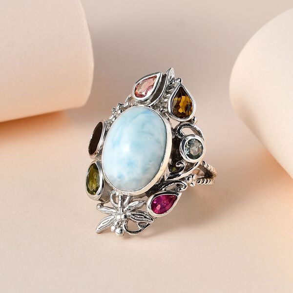 Larimar und mehrfarbiger Turmalin-Ring - 9,15 ct. image number 2