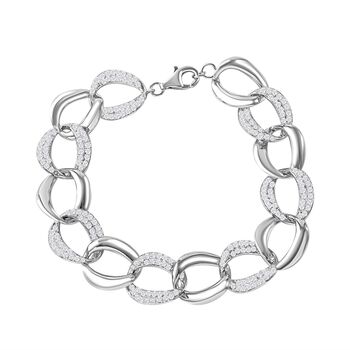 Wei&szlig;er Zirkonia Armband ca. 19 cm 925 Silber rhodiniert