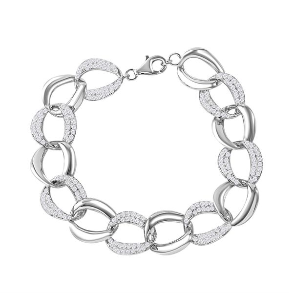 Wei&szlig;er Zirkonia Armband ca. 19 cm 925 Silber rhodiniert