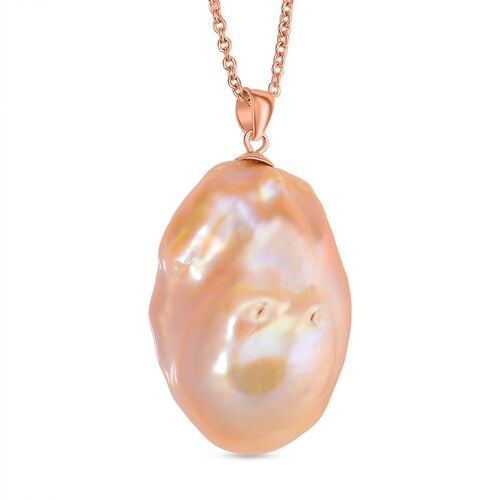 AAA Mehrfarbige-Süßwasser-Barockperle Anhänger mit Kette, 925 Silber rosévergoldet image number 0