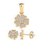 Moissanit Schmuckset 925 Silber vergoldet ca. 0.58 ct