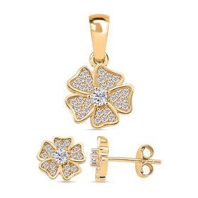 Moissanit Schmuckset 925 Silber vergoldet ca. 0.58 ct