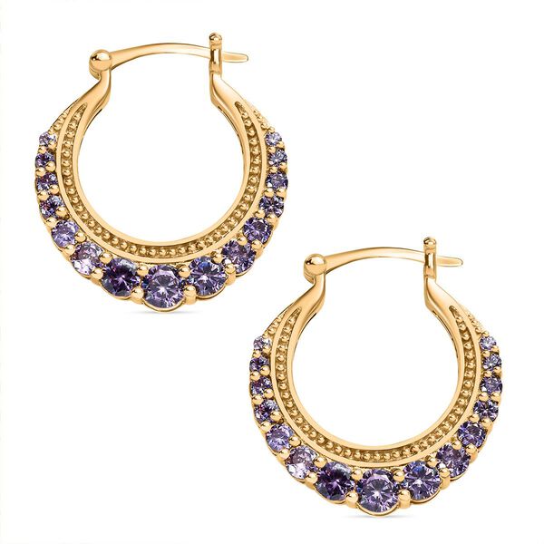 Amethyst Zirkonia Ohrringe, Nickelfreies Messing vergoldet image number 4