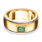 AAA Smaragd Ring, 925 Silber Gelbgold Vermeil, (Größe 21.00) ca. 0.45 ct image number 0