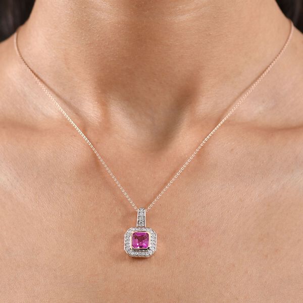 LUXURIANT AAA Labor Rosa Saphir und Labor Diamant Anhänger mit 50cm Kette - 2,63 ct. image number 3