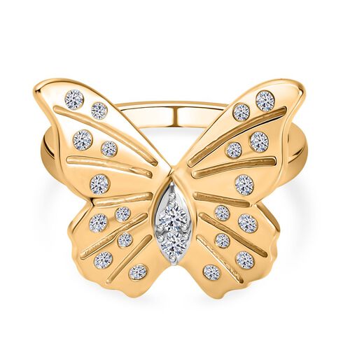 Lab Grown Diamant SI Ring 925 Silber 750 Gelbgold Vermeil (Größe 18.00) ca. 0,25 ct image number 0