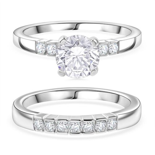 LUSTRO STELLA - Weißer Zirkonia Ring 925 Silber rhodiniert (Größe 18.00) image number 0