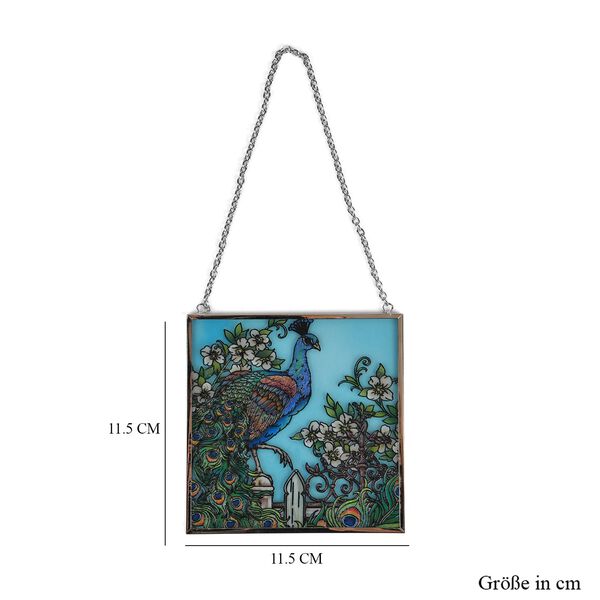 Handbemalter Glas-Sonnenfänger, Pfauen-Design, 11,5×11,5 cm, Mehrfarbig image number 6