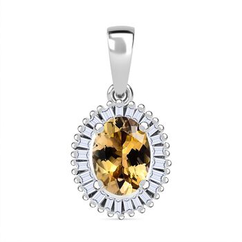 AA nat&uuml;rlicher goldener Tansanit und Diamant-Anh&auml;nger - 0,99 ct.