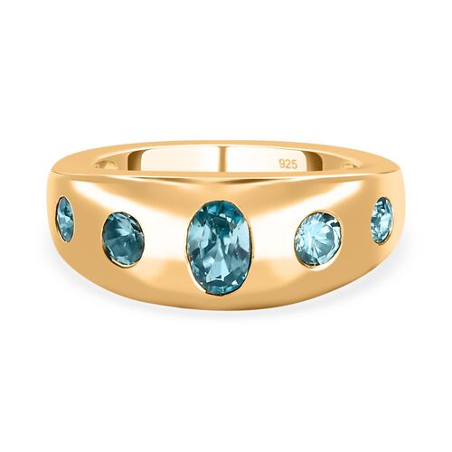 Kambodschanischer blauer Zirkon-Ring, 925 Silber vergoldet  ca. 1,58 ct image number 0