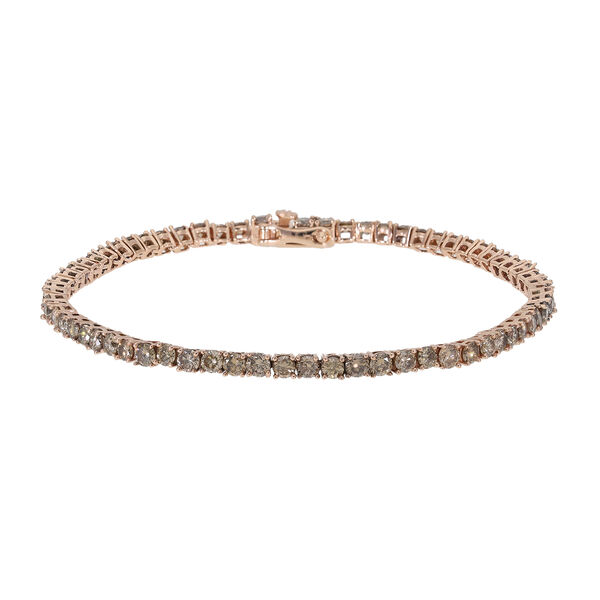 Nat&uuml;rlicher Champagner Diamant zertifiziert I2-I3 Armband 19 cm 375 Ros&eacute;gold ca. 5,00 ct