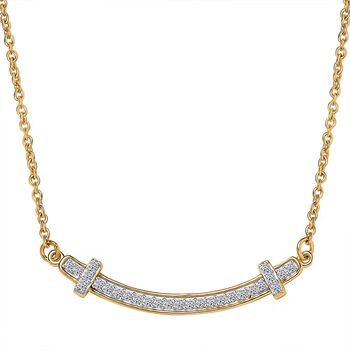 LUXURIANT SI Labor Diamant 45+5cm Halskette, 925 Silber 750 Gelbgold Vermeil - 0,33 ct.