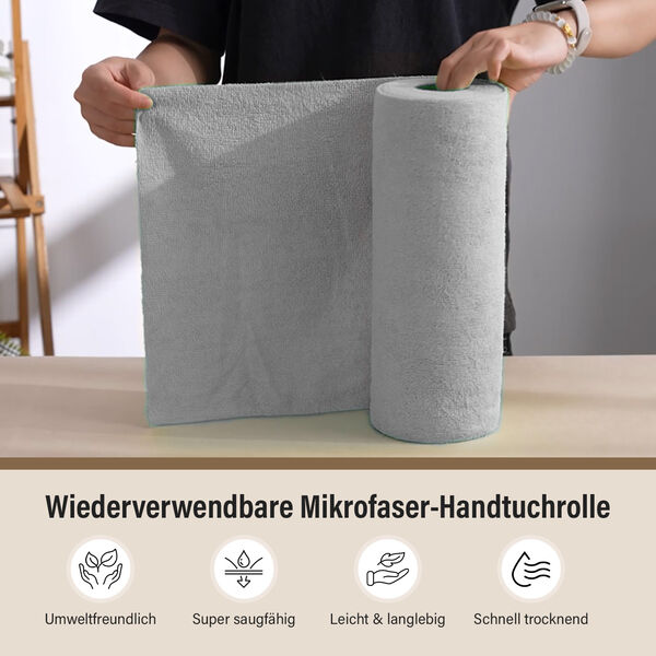 Mikrofaser Reinigungst&uuml;cher, Rolle, 30 St&uuml;ck, grau image number 2
