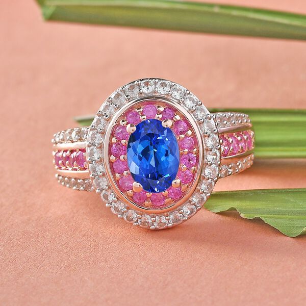 Tansanit, rosa Saphir und Zirkon Ring - 2,01 ct. image number 2