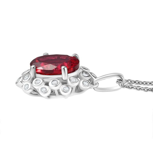 D'joy Lab Grown Padparadscha-Saphir, Wei&szlig;er Zirkon Schmuckset ca. 50 cm 925 Silber rhodiniert ca. 4.02 ct image number 4