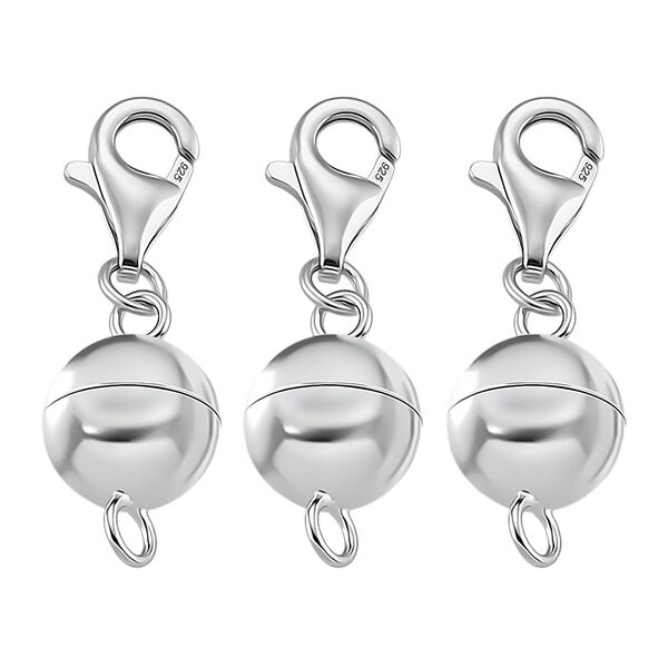 3er Set - Magnetverschluss Rundform, mit Karabinerverschluss, 925 Silber, ca. 3,00g
