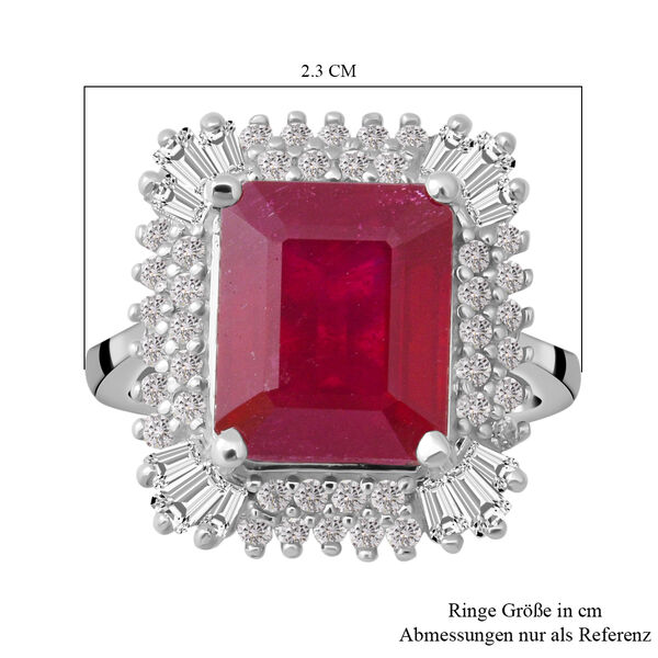 Afrikanischer Rubin und Zirkon Halo-Ring, 925 Silber platiniert image number 5