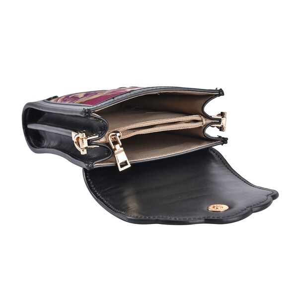 Luxury Edition: Seidenbrokat Handytasche aus echtem Leder und Satin Geschenbox, RFID, Pfingstrose image number 4