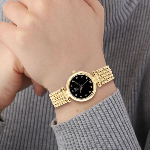 EON 1962 - Edle Armbanduhr mit natürlichen Champagner Diamanten, 8.5 cm, schweizer Uhrwerk, Edelstahl ca. 0.12 ct image number 2