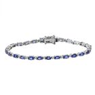 AAA Tansanit, Weißer Zirkon Armband ca. 20 cm 925 Silber platiniert ca. 8.29 ct