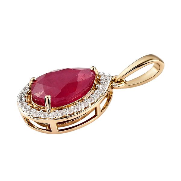 AA afrikanischer Rubin und Zirkon-Halo-Anh&auml;nger - 2,47 ct. image number 4