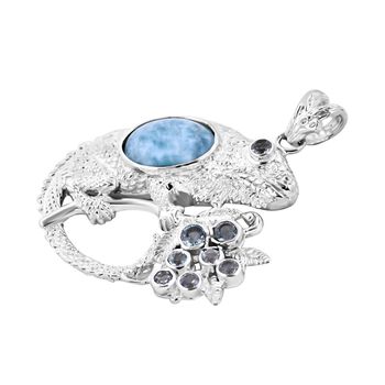 Royal Bali Kollektion - Larimar und blauer Topas-Anh&auml;nger - 8,70 ct.