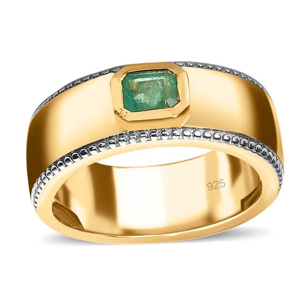 AAA Smaragd Ring, 925 Silber Gelbgold Vermeil, (Größe 21.00) ca. 0.45 ct image number 4