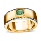 AAA Smaragd Ring, 925 Silber Gelbgold Vermeil, (Größe 21.00) ca. 0.45 ct image number 3