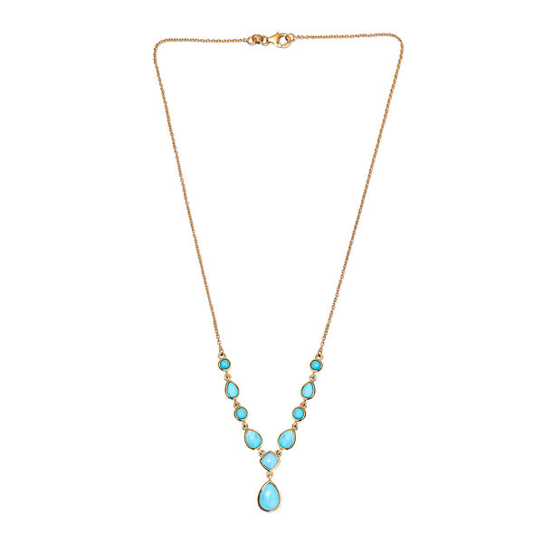 Amerikanisches, nat&uuml;rliches Sleeping Beauty T&uuml;rkis Collier, ca. 45 cm, 925 Silber vergoldet ca. 5.36 ct image number 4