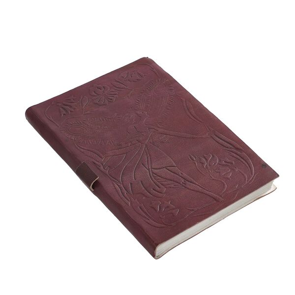 3er Set - Notizbuch mit Einband aus 100% echtem Leder, Kugelschreiber und Schl&uuml;sselanh&auml;nger gef&uuml;llt mit echtem Pfirsich Opal image number 3