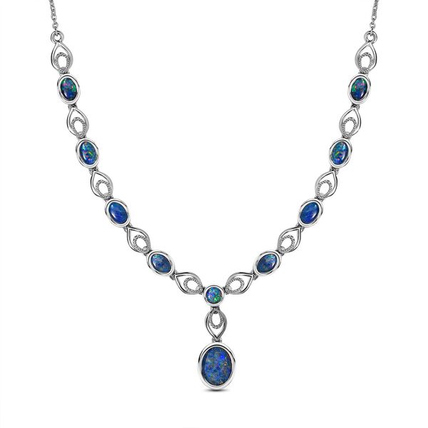 Boulder Opal Triplett Halskette, 45 cm - 5,13 ct.