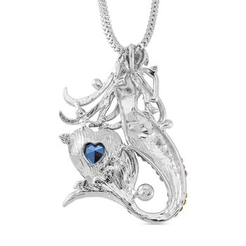 Blauer Magie Farbe Kristall, Kunststoff Perle Anh&auml;nger mit Kette ca. 71 cm + 5 cm Extender