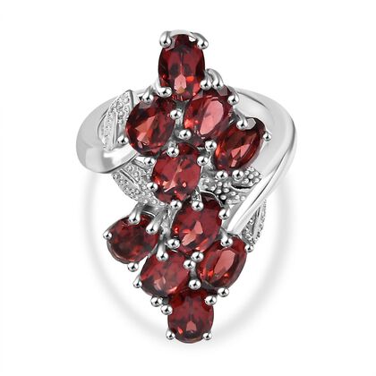 Roter Granat Ring 316L Edelstahl (Gr&ouml;&szlig;e 17.00) ca. 6.61 ct