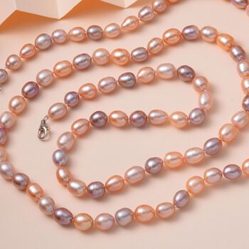 Mehrfarbige S&uuml;&szlig;wasser Perle Halskette, 91 cm