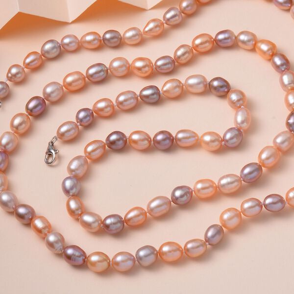 Mehrfarbige S&uuml;&szlig;wasser Perle Halskette, 91 cm image number 2