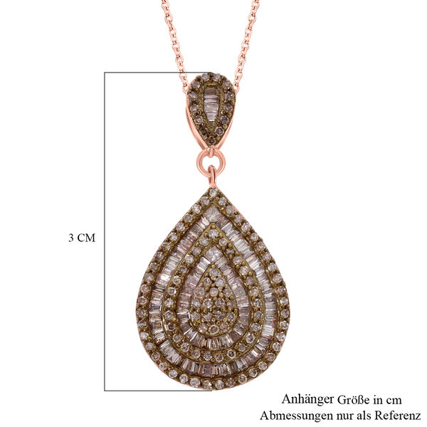 Nat&uuml;rlicher Champagner Diamant-Anh&auml;nger mit 45+5cm Kette - 1 ct. image number 6